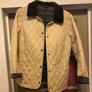 Barbour Jacket. Tan/white.